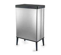 Curver Verto 54 L High Waste Bin, Push Lid, Sl esign, Easy Assembly, Recycling Friendly, Pearl Silver