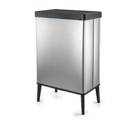 CURVER Verto 54L High Waste Bin, Push Lid, Sl esign, Easy Assembly, Pearl Silver
