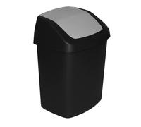 Curver Waste Bin with Swinging Lid, Black/Grey, 15 Litre
