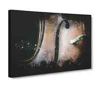 Curves Of The Cello Paint Splash Modern Art Canvas Wall Art Print Ready to Hang, Framed Picture for Living Room Bedroom Home Office Décor, 20x14 Inch (50x35 cm)