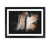 Curves Of The Cello Paint Splash Modern Art Framed Wall Art Print, Ready to Hang Picture for Living Room Bedroom Home Office Décor, Black A3 (46 x 34 cm)