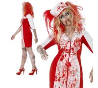 Smiffy's Adult Women's Curves Zombie Nurse Costume, Dress And Headpiece, Zombie - halloween zombie fancy dress costume nurse ladies curves size plus