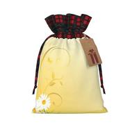 (Curving Chamomile Flowers Flying Butterflies) Drawstring Gift Bags Holiday Present Goody Bags For Xmas Party M