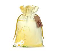 Curving Chamomile Flowers Flying Butterflies Drawstring Gift Bags Small Item Treats Wrapping Storage Bags Christmas Birthday Party Holiday
