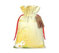 Curving Chamomile Flowers Flying Butterflies Drawstring Gift Bags Small Item Treats Wrapping Storage Bags Christmas Birthday Party Holiday