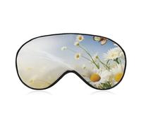 Curving Chamomile Flowers Flying Butterflies Eye Mask, Side Sleeping Mask Light Blindfold Sleeping Mask Nose Pad and Elastic Band for Children Women and Men