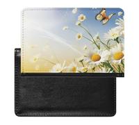 Curving Chamomile Flowers Flying Butterflies Passport Cover Protector Rfid Blocking Passport Holder Id Card Holder Secure Travel Wallet Organizer for Passport Tickets Credit Cards, style, One Size