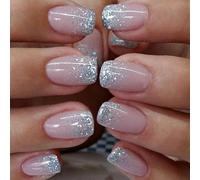 Curvlife Press On Nails Pink Diamond Acrylic Short Fake Nails Design Stick On Nails Tips, Glue On Nails False Nails For Women Nail Kit