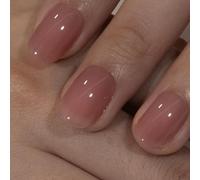 Curvlife Soft Gel Press on Nails, 30Pcs Honey Peach Pink Short Square Acrylic Fake Nails with Design Full Cover for Women Reusable Nail Kit with Nail Glue Adhesive Tabs