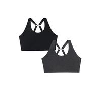 Curvy Couture Women's Cotton Comfort 2-Pack Bralette Full Coverage Bra, Charcoal Heather/Black Hue, X-Large More