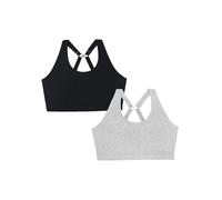 Curvy Couture Women's Cotton Comfort 2-Pack Bralette Full Coverage Bra, Grey Heather/Black Hue, XXL