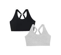 Curvy Couture Women's Cotton Comfort 2-Pack Bralette Full Coverage Bra, Grey Heather/Black Hue, XXL