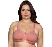 Curvy Couture Women's Cotton Luxe Unlined Wire-Free Bra Full Coverage, Opaque, Orange, 42F
