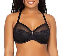 Curvy Couture Women's Luxe Lace Underwire Bra, Sheer, Black Hue, 40D