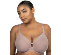 Curvy Couture Women's Sheer Mesh Full-Coverage Unlined Underwire Bra, Bark, 38F