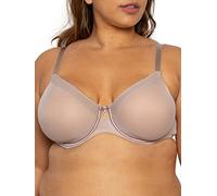 Curvy Couture Women's Sheer Mesh Full-Coverage Unlined Underwire Bra, Bark, 42F