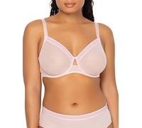 Curvy Couture Women's Sheer Mesh Full Coverage Unlined Underwire Bra, Blushing Rose, 34F