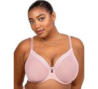 Curvy Couture Women's Sheer Mesh Full Coverage Unlined Underwire Bra, Blushing Rose, 38 E