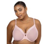 Curvy Couture Women's Sheer Mesh Full Coverage Unlined Underwire Bra, Blushing Rose, 38DD