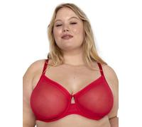 Curvy Couture Women's Sheer Mesh Full Coverage Unlined Underwire Bra, Crantastic, 36E