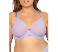 Curvy Couture Women's Sheer mesh, Full Coverage, Unlined Underwired, Sexy Supportive Plus Sizes, Transparent Bras, Clear, Lavender Spray, 40F