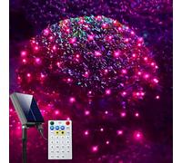 Curyidy Solar Net Lights Outdoor Mesh Lights Christmas Decorations, 240LED String Tree Wrap Waterproof 19 Modes for Bushes, Fence,Garden, Shrubs,Trunk, Halloween,Xmas Decor (Pink, 9.8ft x 6.6ft)