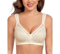 Curyon Women's Front Closure Back Support Minimiser Bra Full Figure Jacquard Nude 38C