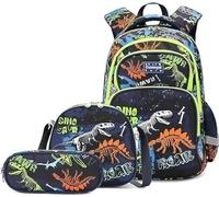 Cusangel Dinosaur Backpack Set,3Pcs Boys Backpack with Lunch Box Pencil Case, Water Repellent Bookbag for School Travel, Lightweight Rucksack