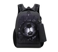 Cusangel Hard Shell School Bag for Kids Black Football, black, 16inch