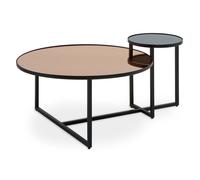cusco smoked mirror glass coffee table with black metal frame