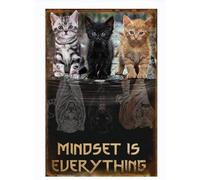 Cusde Cats Mindset Is Everything Metal Tin Sign Cat Wall Art Inspirational Motivational Quotes Decoration Positive Wall Decor Home Decoration Poster Plaque for Pub Club Room Bar 12x8 Inches