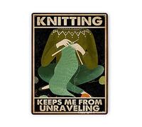 Cusde Knitting Keeps Me From Unraveling Vintage Wall Art Retro Metal Sign For Women Funny Home Decoration Poster Plaque Living Room Pub Coffee Bar Decor Great Gifts 8x12 Inch