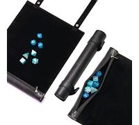Cusdie 2 in 1 Rolling Mat & Zippered Dice Holder Dice Tray- Compatible with Dungeons and Dragon DND Polyhedral Dice (Black)