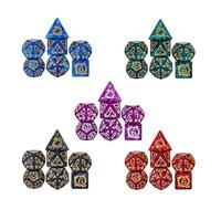 Cusdie 5 Sets/35 Pcs DND Dice Polyhedral Dice Set, Dragon Pattern D&D Dice Set for Dungeons and Dragons, RPG, Table Games