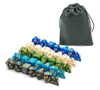 cusdie 5 Sets/35 Pcs DND Dice Polyhedral Dice Set, Pearl Pattern D&D Dice Set for Dungeons and Dragons, RPG, Table Games