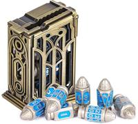 cusdie 7-Die Bullet-Shaped Metal Dice Set DND Dice Set in Metal Clip Case for Dungeons and Dragons TTRPG Role Playing Dice Game(Nickel Blue)
