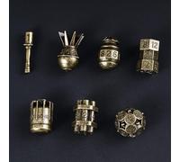 cusdie 7-Die Creative Metal Dice Set DND Dice Set for Dungeons and Dragons TTRPG Role Playing Dice Games RPGs(Bronze)