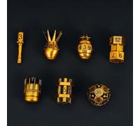 cusdie 7-Die Creative Metal Dice Set DND Dice Set for TTRPG Dungeons and Dragons Role Playing Dice Games RPGs(Ancient Gold)