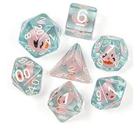cusdie 7-Die DND Dice, Polyhedral Dice Set Filled with Animal, for Dungeons and Dragons Role Playing Game D&D Dice (Pink Duck)