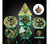 cusdie 7-Die DND Dice, Polyhedral Dice Set Filled with Animal, for Dungeons and Dragons Role Playing Game D&D Dice（Brown Turtle）
