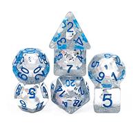 cusdie 7-Die DND Dice, Polyhedral Dice Set Filled with Animal, for Role Playing Game Dungeons and Dragons D&D Dice（White Fox）