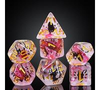 cusdie 7-Die DND Dice, Polyhedral Dice Set Filled with Animal, for Role Playing Game Dungeons and Dragons D&D Dice（Black Spider）