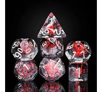 cusdie 7-Die DND Dice, Polyhedral Dice Set Filled with Animal, for Role Playing Game Dungeons and Dragons D&D (Red Spider)
