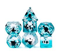 cusdie 7-Die DND Dice, Polyhedral Dice Set Filled with Animal, for Role Playing Game Dungeons and Dragons D&D Dice（Black Shark）
