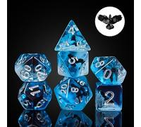 cusdie 7-Die DND Dice, Polyhedral Dice Set Filled with Animal, for Role Playing Game Dungeons and Dragons D&D Dice（Black Eagle）