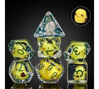 cusdie 7-Die DND Dice, Polyhedral Dice Set Filled with Animal, for Role Playing Game Dungeons and Dragons D&D Dice Pathfinder（Yellow Chicken）