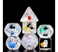 cusdie 7-Die DND Dice, Polyhedral Dice Set Filled with Animal, for Role Playing Game Dungeons and Dragons D&D Dice (Colorful Snail)