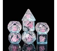 cusdie 7-Die DND Dice, Polyhedral Dice Set Filled with Animal, for Role Playing Game Dungeons and Dragons D&D Dice (Pink Squirrel)