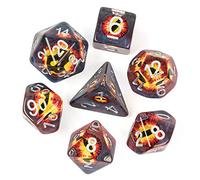 Cusdie 7-Die DND Dice, Polyhedral Dice Set Filled with Galaxy Eye, for Dungeons and Dragons Role Playing Game D&D Dice(Brown)