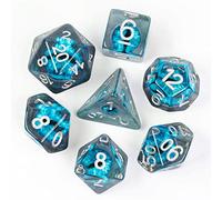Cusdie 7-Die DND Dice, Polyhedral Dice Set Filled with Galaxy Eye, for Role Playing Game Dungeons and Dragons D&D Dice (Blue)